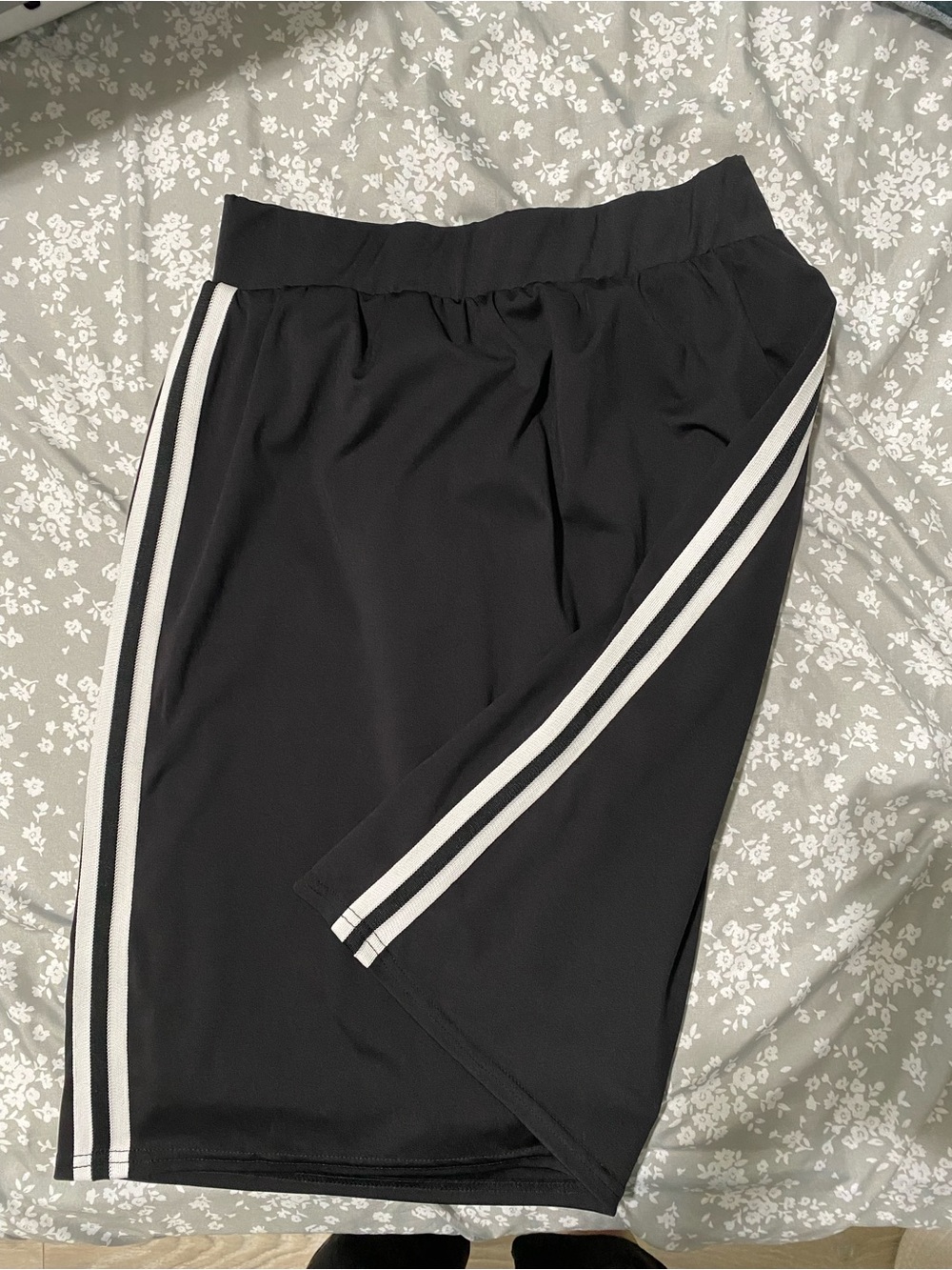 Girls Black Athletic Skort with White Side Stripes